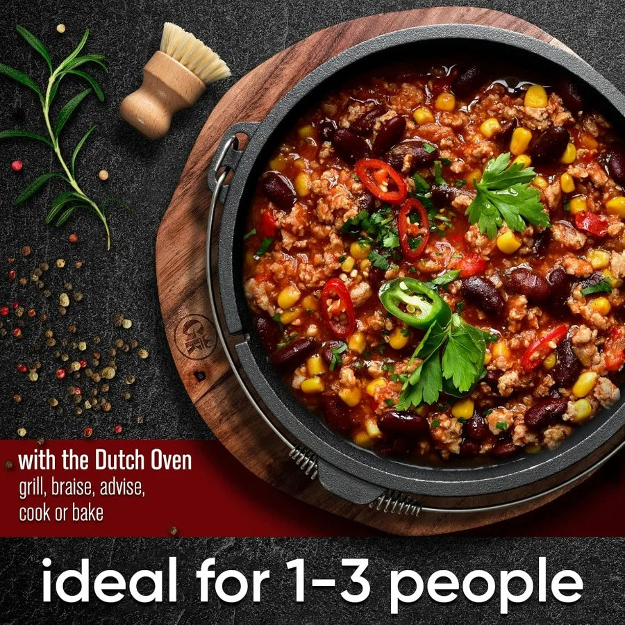 5 Quart Cast Iron Pre-Seasoned Dutch Oven Set