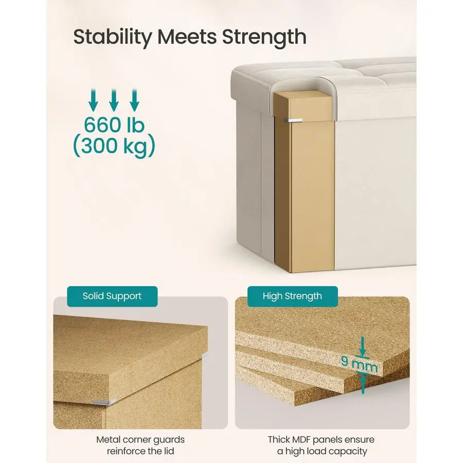 Mazie Collection 30 Inch Ottoman Storage Bench with Flip Lid