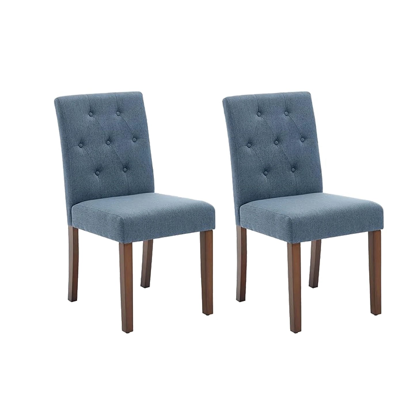 2pc Modern Linen Dining Chairs with Button Tufted High Back Side Chairs
