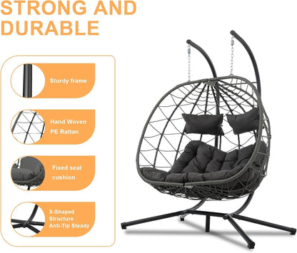 Double Egg Swing Chair with Stand