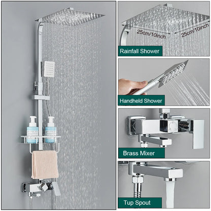 Black Shower Rainfall Faucet Set