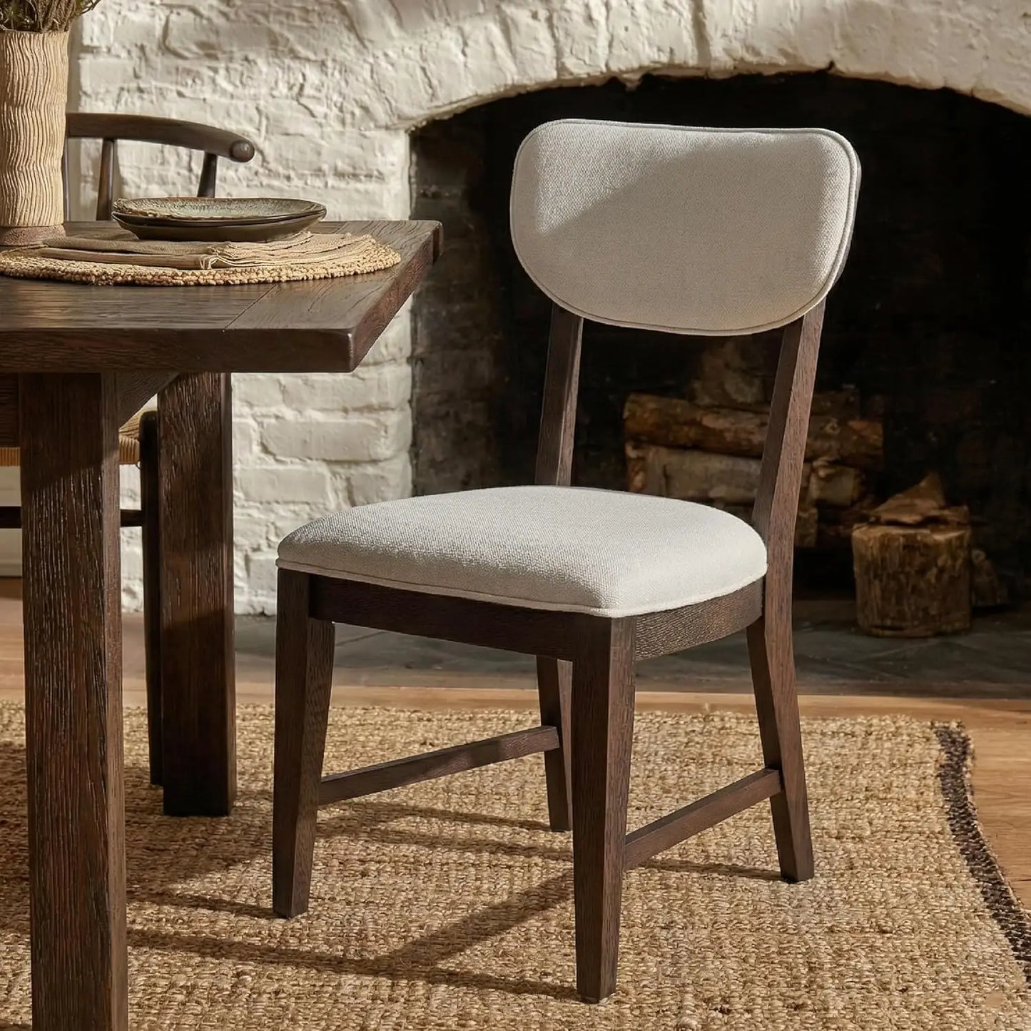 Set of 6, Mid Century Modern Upholstered Kitchen Chairs with 3.3" Thick Cushion