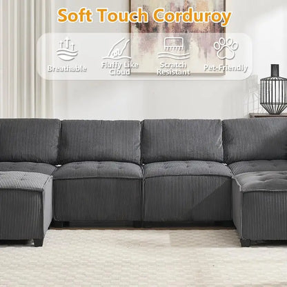 Modular Sectional Sofa U-Shaped Couch with Reversible Chaise