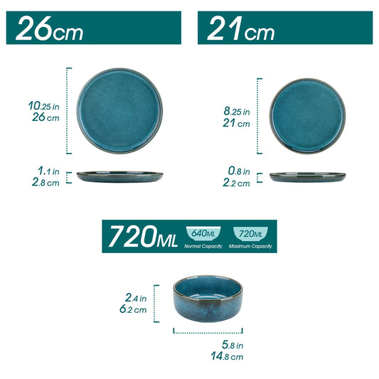 Vancasso 18/36 Piece Blue Ceramic Plate Set