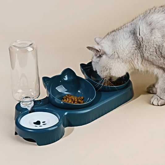 3 in 1 Pet Bowls With Gravity Water Bottle