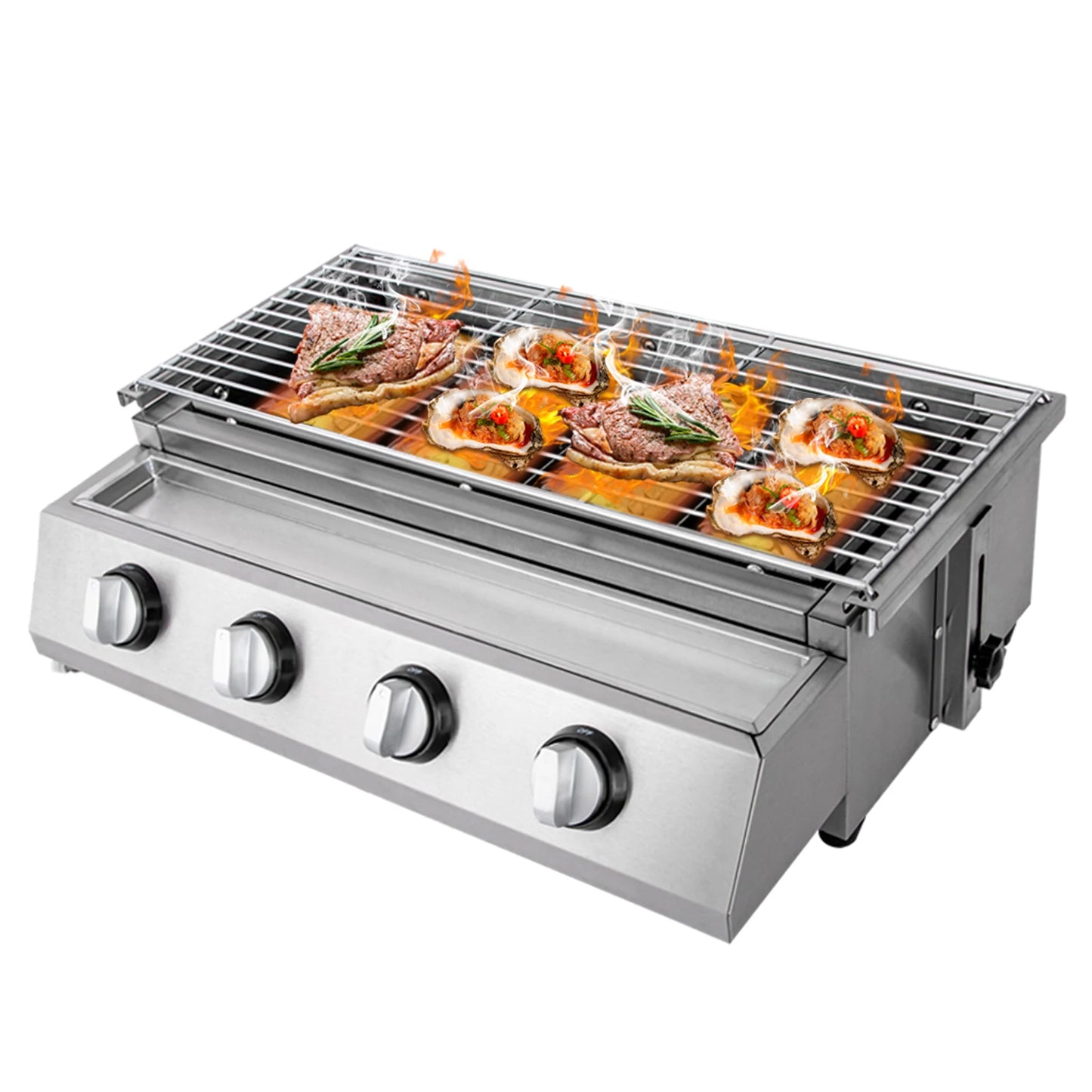 Professional 4-Burner Stainless Steel Tabletop Propane/LPG Gas Grill