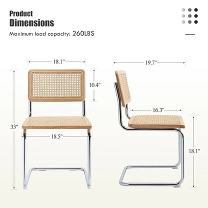 4-Piece Natural Cane Mesh Rattan Dining Chair Set