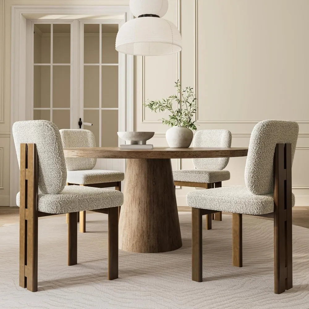 Set of 2, Upholstered Armless Modern Boucle Dining Chairs