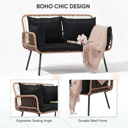 Garden Patio Loveseat with Cushions & Pillows