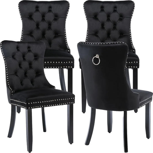 Black Velvet Dining Chairs Set of 4