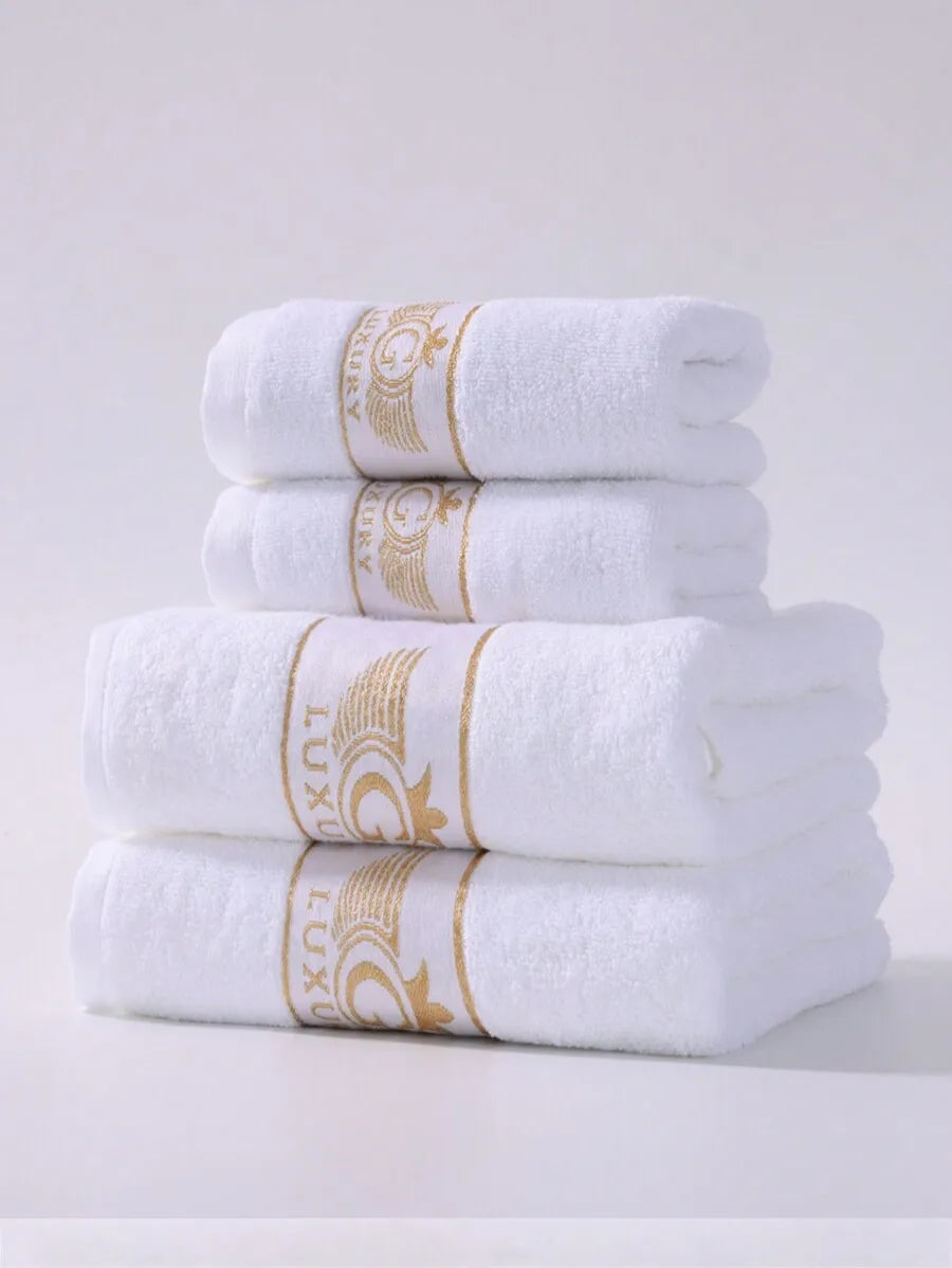 Black Bamboo Fiber Towel Set with Gold Embroidered Logo