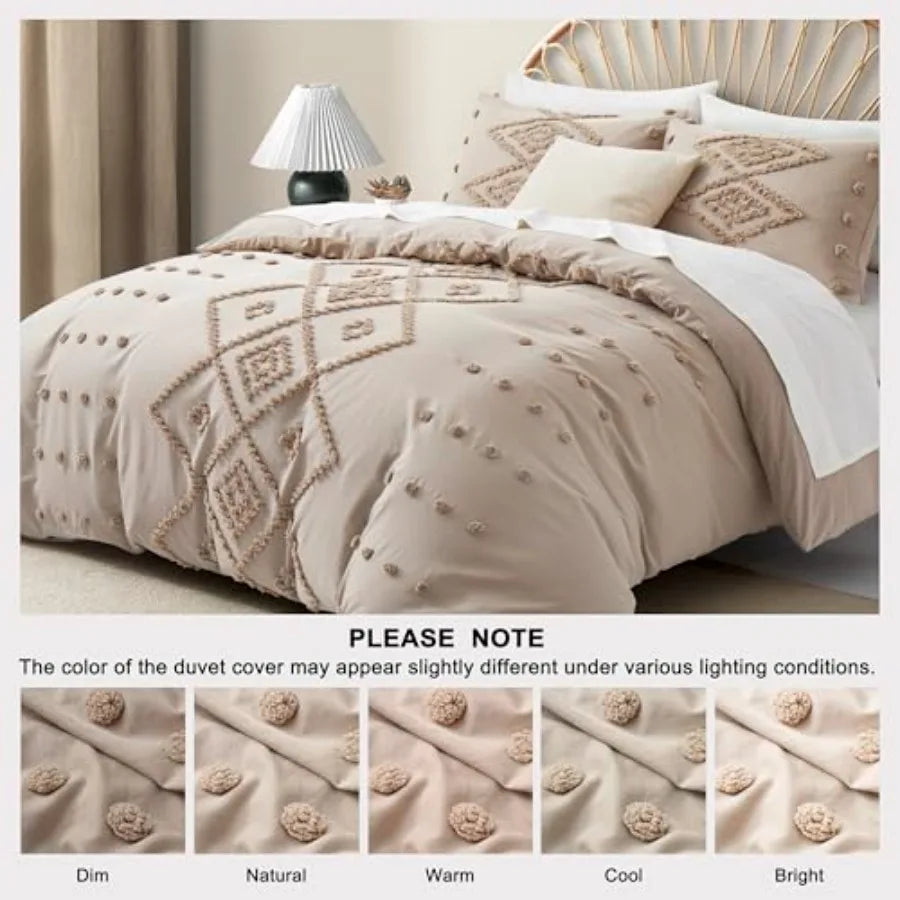King Size Tufted Duvet Cover Set for All Seasons