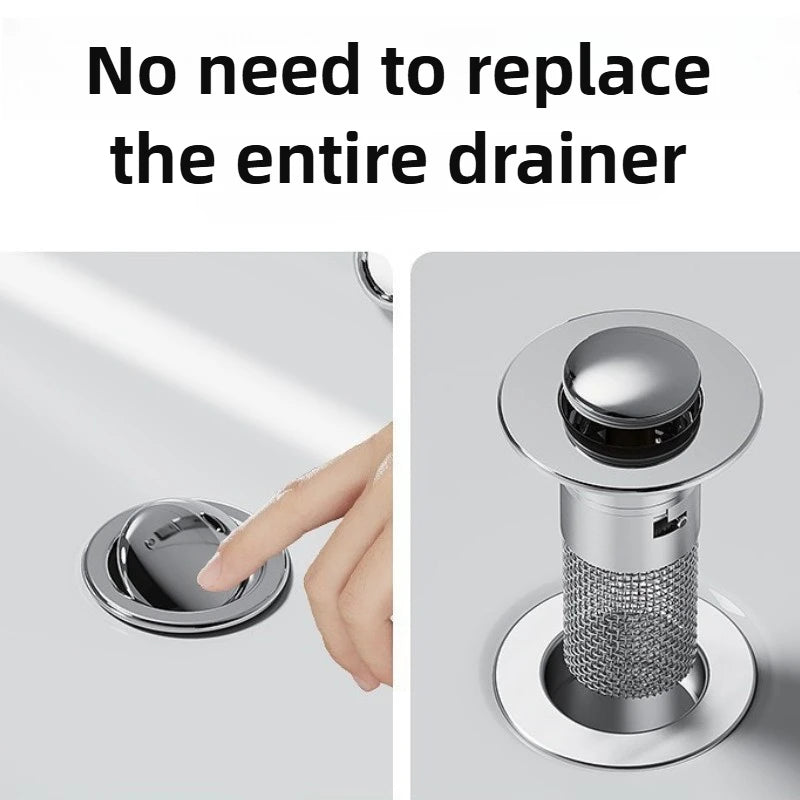 Stainless Steel Sink Drain Filter - Anti-Clog Hair Stopper & Odor Seal