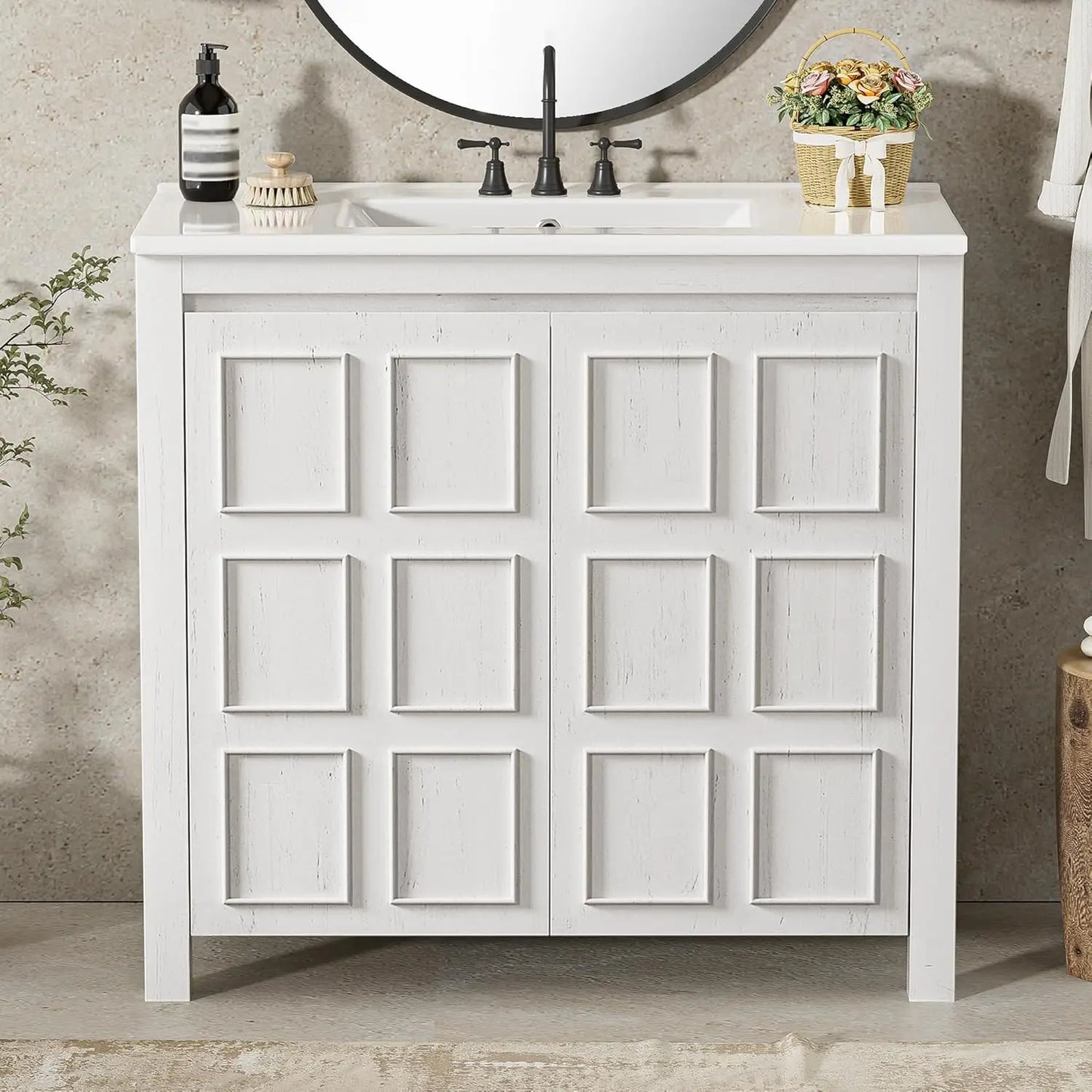 36in Free Standing Bathroom Vanity with Ceramic Sink