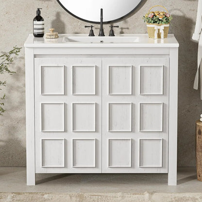 36in Free Standing Bathroom Vanity with Ceramic Sink