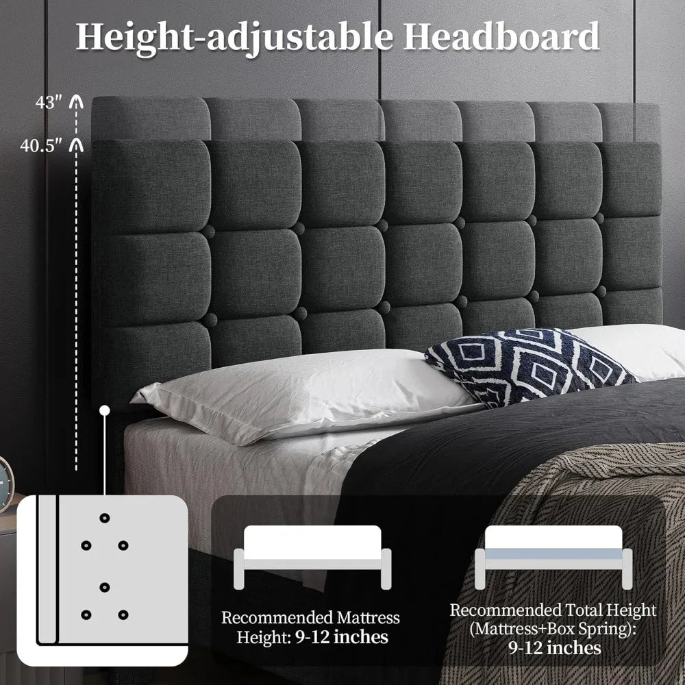 Modern Upholstered Queen Platform Bed FrameAdjustable,