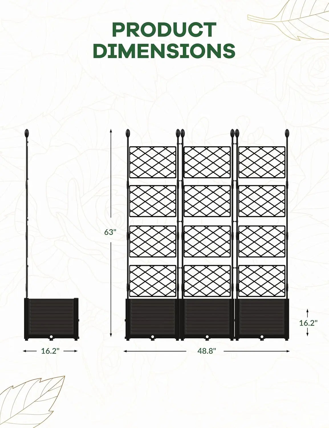 Raised Garden Bed with Trellis Planter with Privacy Screen
