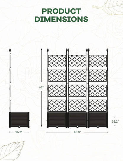 Raised Garden Bed with Trellis Planter with Privacy Screen