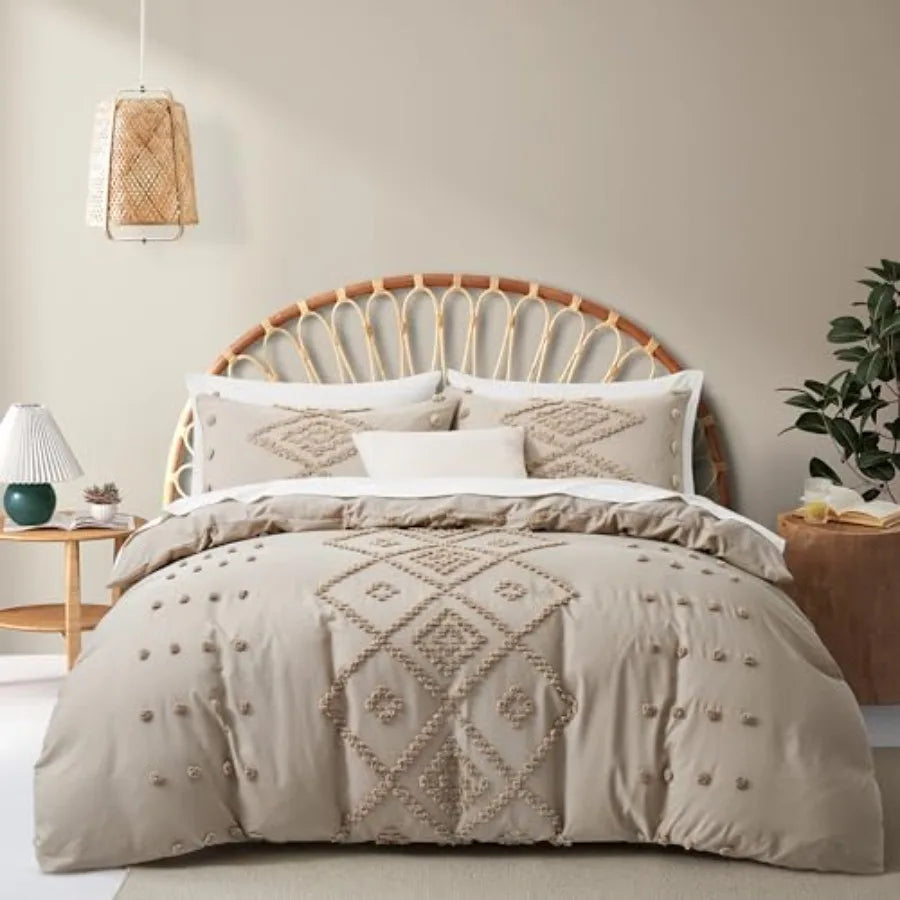 King Size Tufted Duvet Cover Set for All Seasons