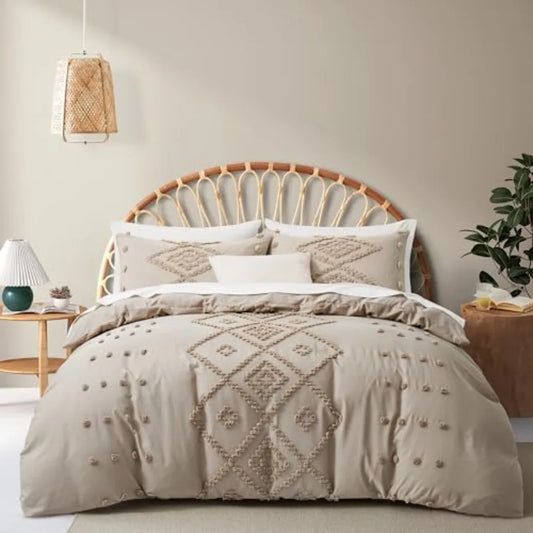 King Size Tufted Duvet Cover Set for All Seasons
