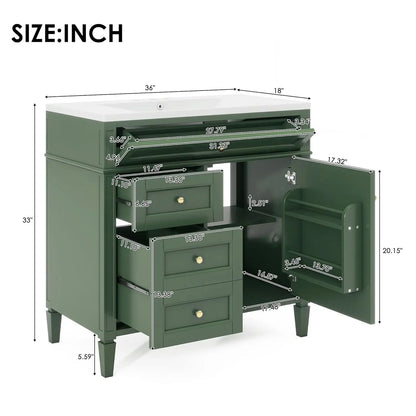 Solid Wood Bathroom Vanity with Soft-Close Doors & Tip-Out Drawer