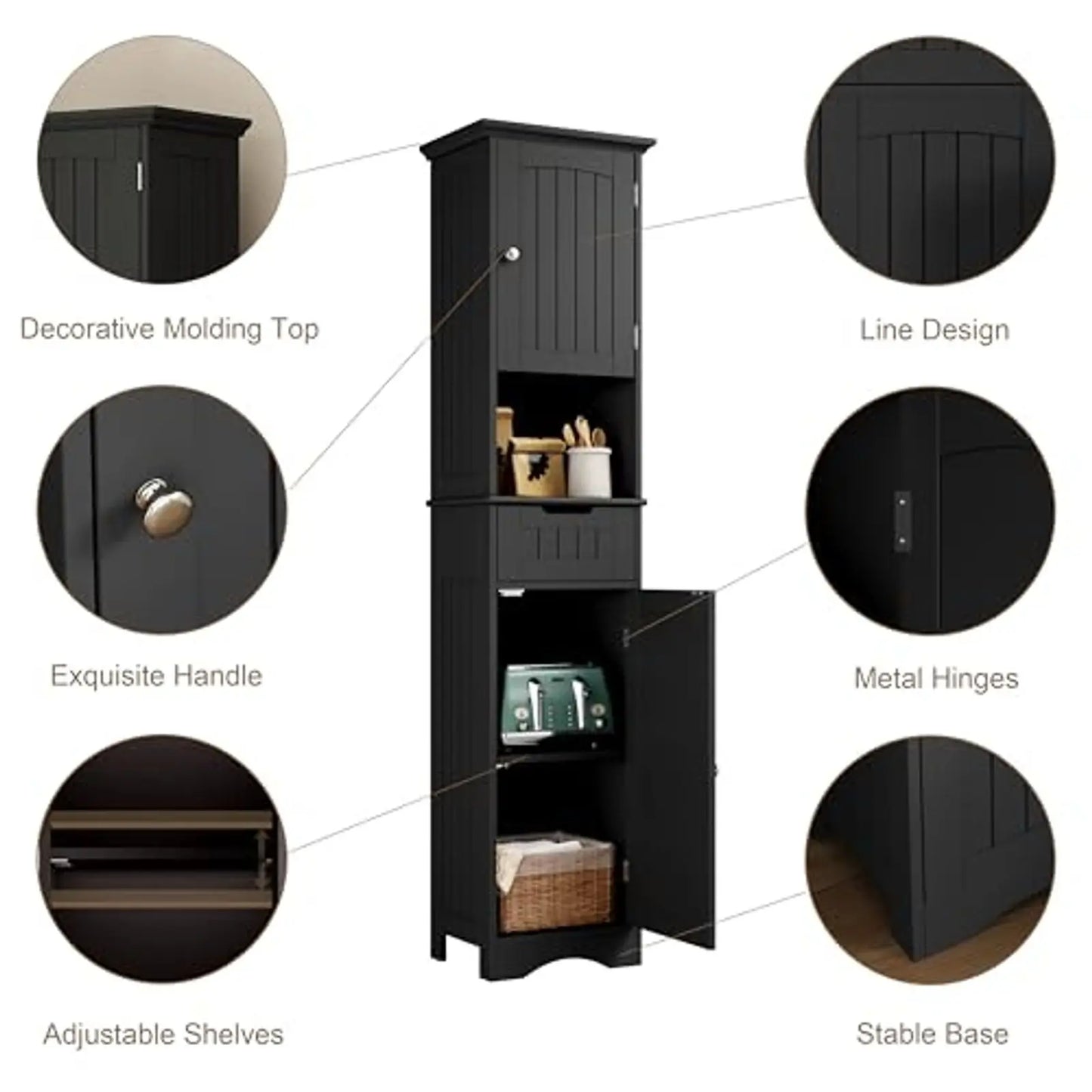 Freestanding Storage Cabinet With 2 Doors 1 Drawer