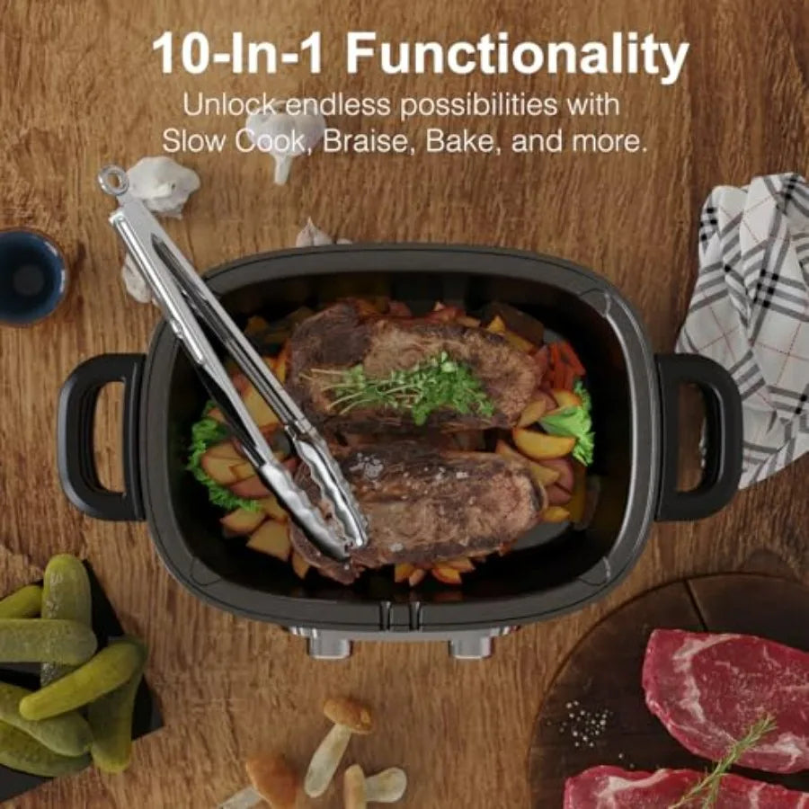10-in-1 Programmable Slow Cooker with Timer 6.8 Quart