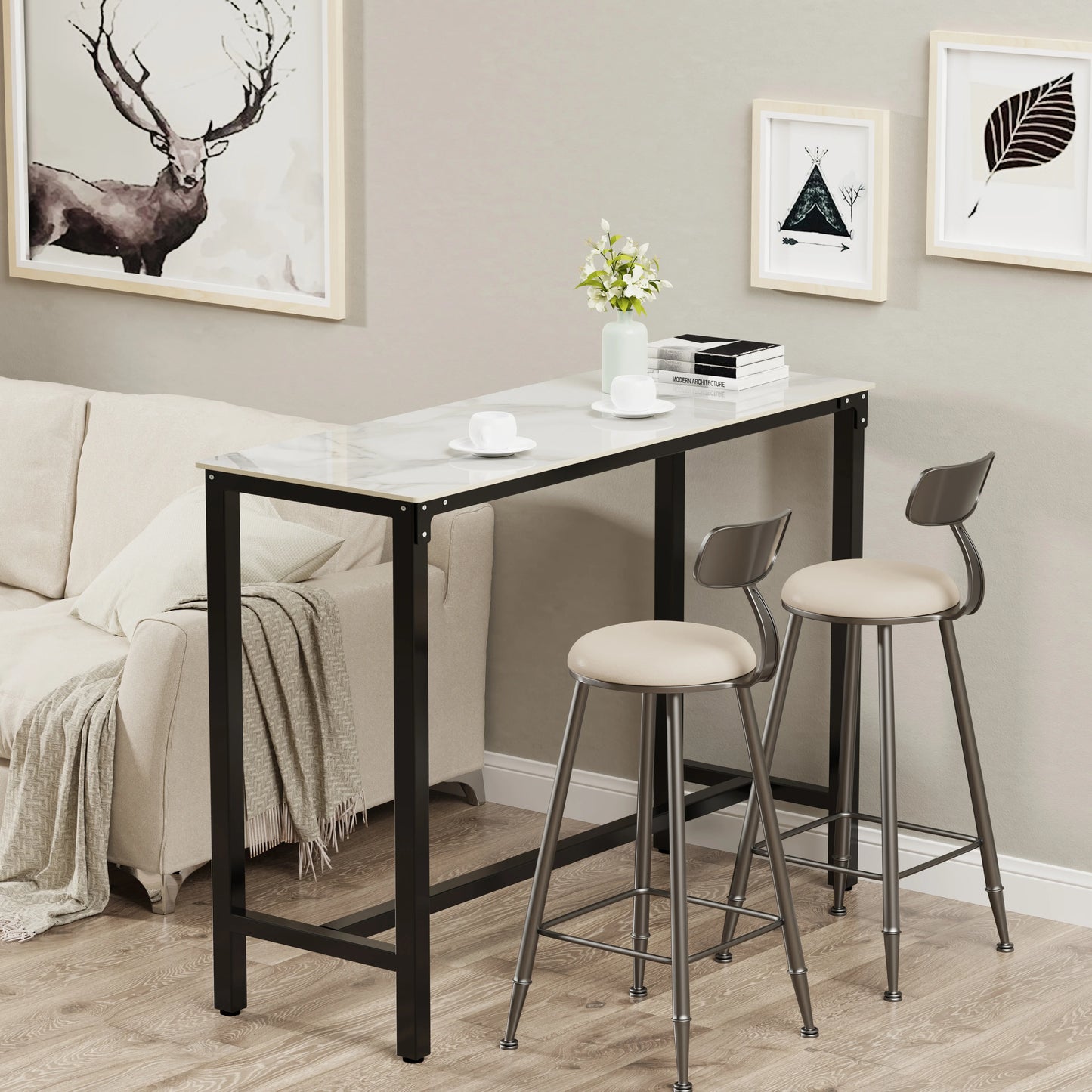 Sintered Stone Counter Height Bar Table