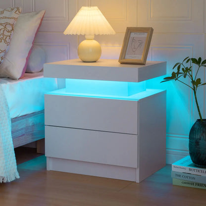 Cubehom LED Nightstands/End Table with 2 Drawers
