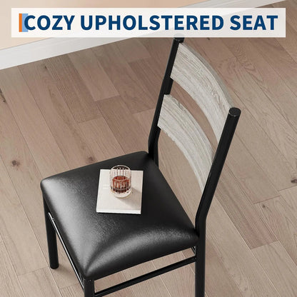 Wood Kitchen Table with Corner Protector, 4 Upholstered Chairs