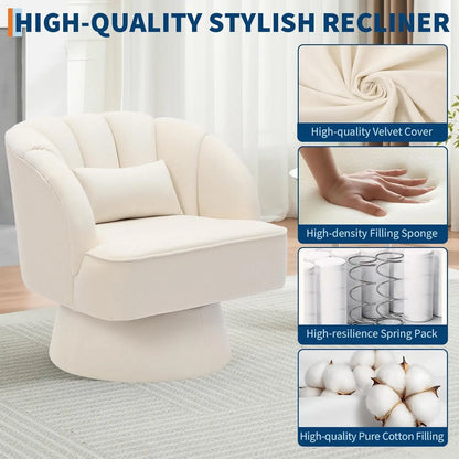 360° Swivel Barrel  Round Armchair with  Backrest