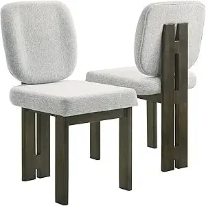 Set of 2, Upholstered Armless Modern Boucle Dining Chairs