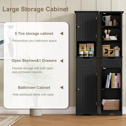 Freestanding Storage Cabinet With 2 Doors 1 Drawer