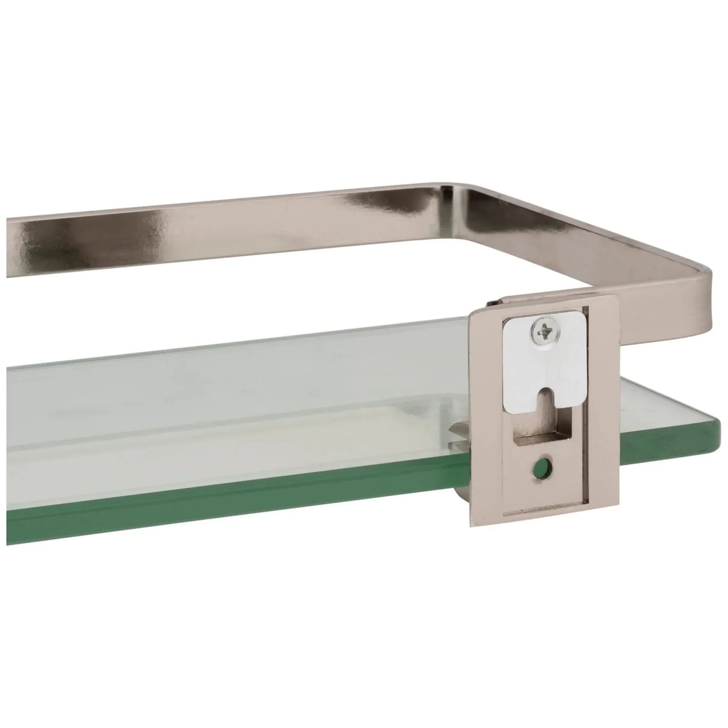 Decorative Glass Bathroom Shelf with Nickel Rail