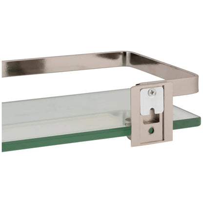 Decorative Glass Bathroom Shelf with Nickel Rail