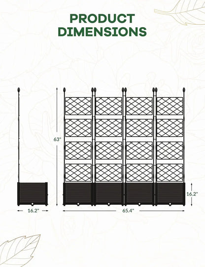Raised Garden Bed with Trellis Planter with Privacy Screen