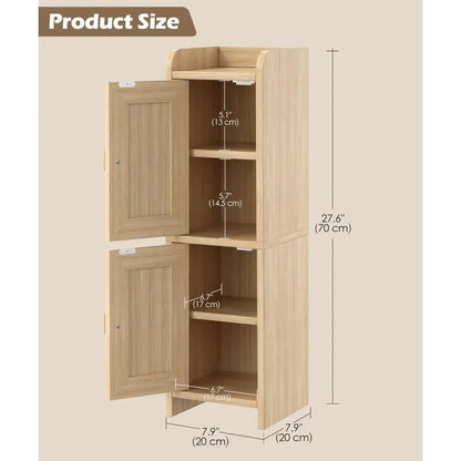 Small Rattan Bathroom Cabinet with 2 Doors