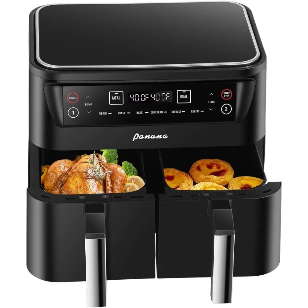 Panana Air Fryer 8.5QT, 6 in 1 Dual Zone, 2 Basket