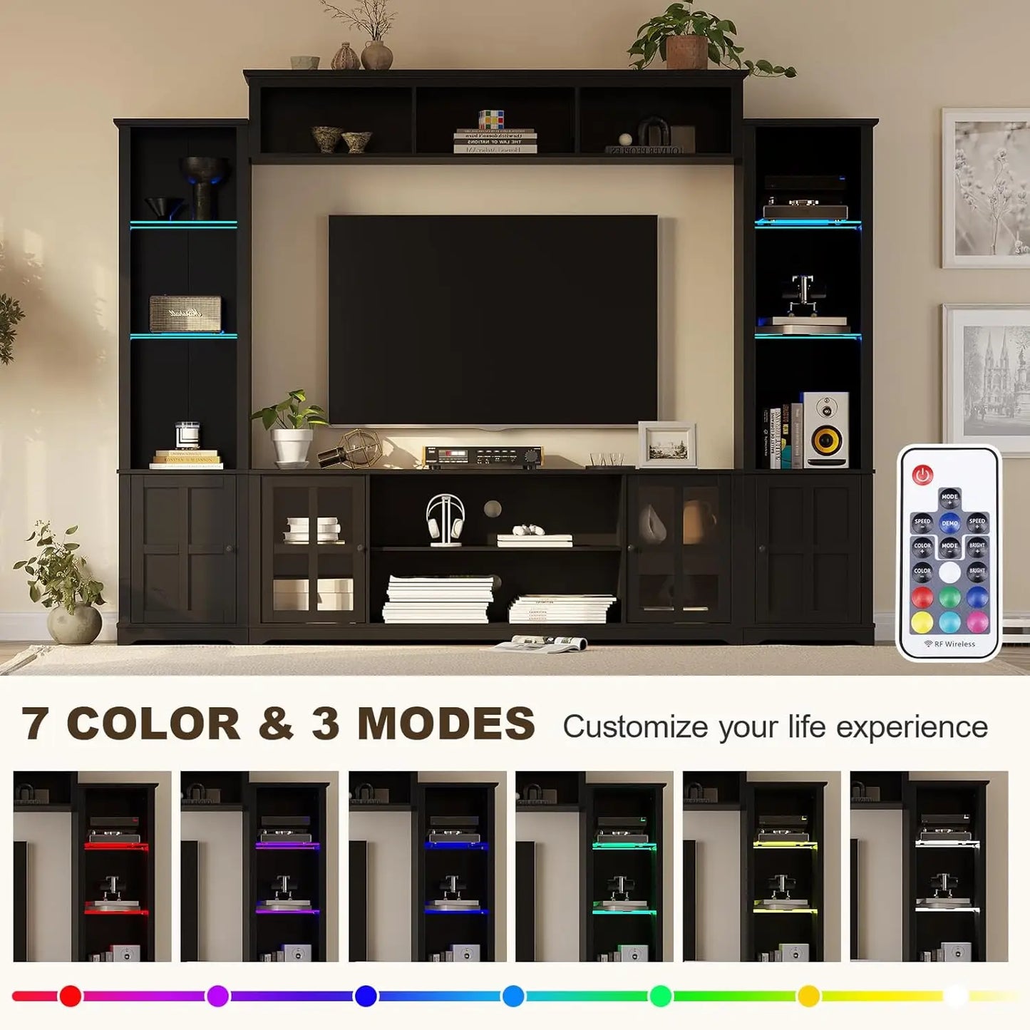 Wall Unit Entertainment Center with Bookshelves