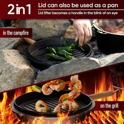 5 Quart Cast Iron Pre-Seasoned Dutch Oven Set