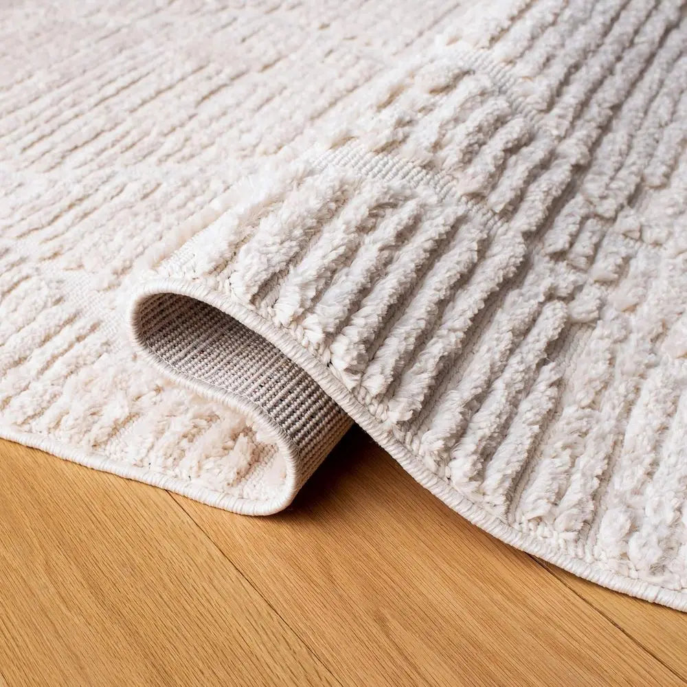 Marrakech Collection 8x10 Beige Moroccan Boho Tribal Tassel Area Rug, Non-Shedding & Easy to Clean, Perfect for Living Room, Bed