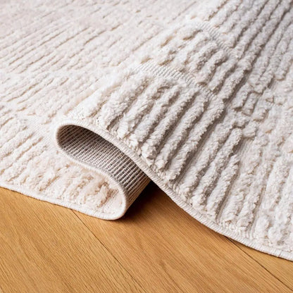 Marrakech Collection 8x10 Beige Moroccan Boho Tribal Tassel Area Rug, Non-Shedding & Easy to Clean, Perfect for Living Room, Bed
