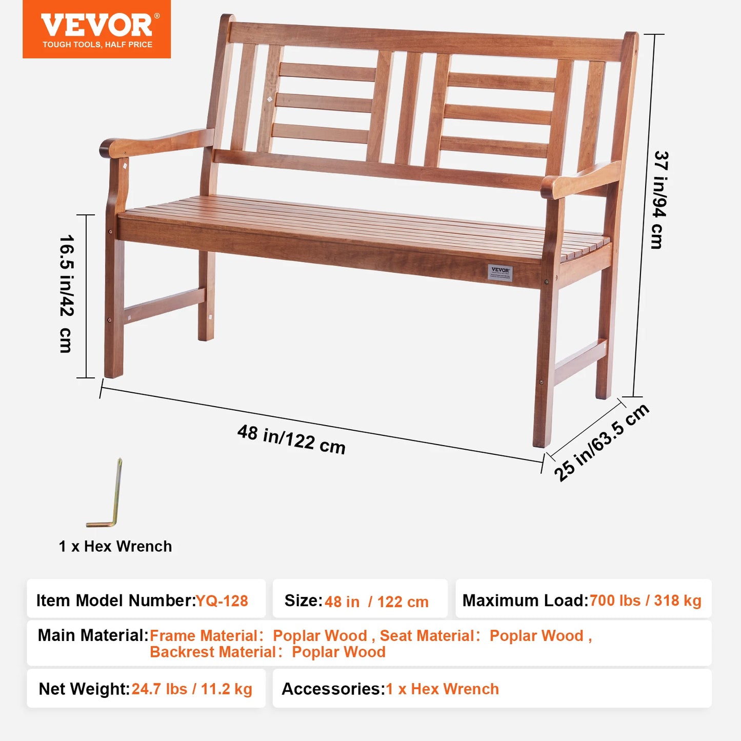 Outdoor Bench Wooden or Metal Garden Bench