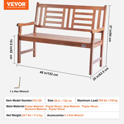 Outdoor Bench Wooden or Metal Garden Bench