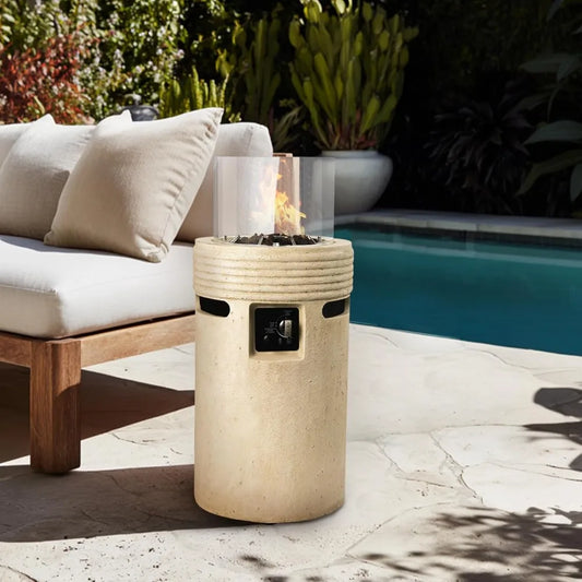 16-inch Outdoor Propane Fire Pit with Lava Rocks for Patio Use