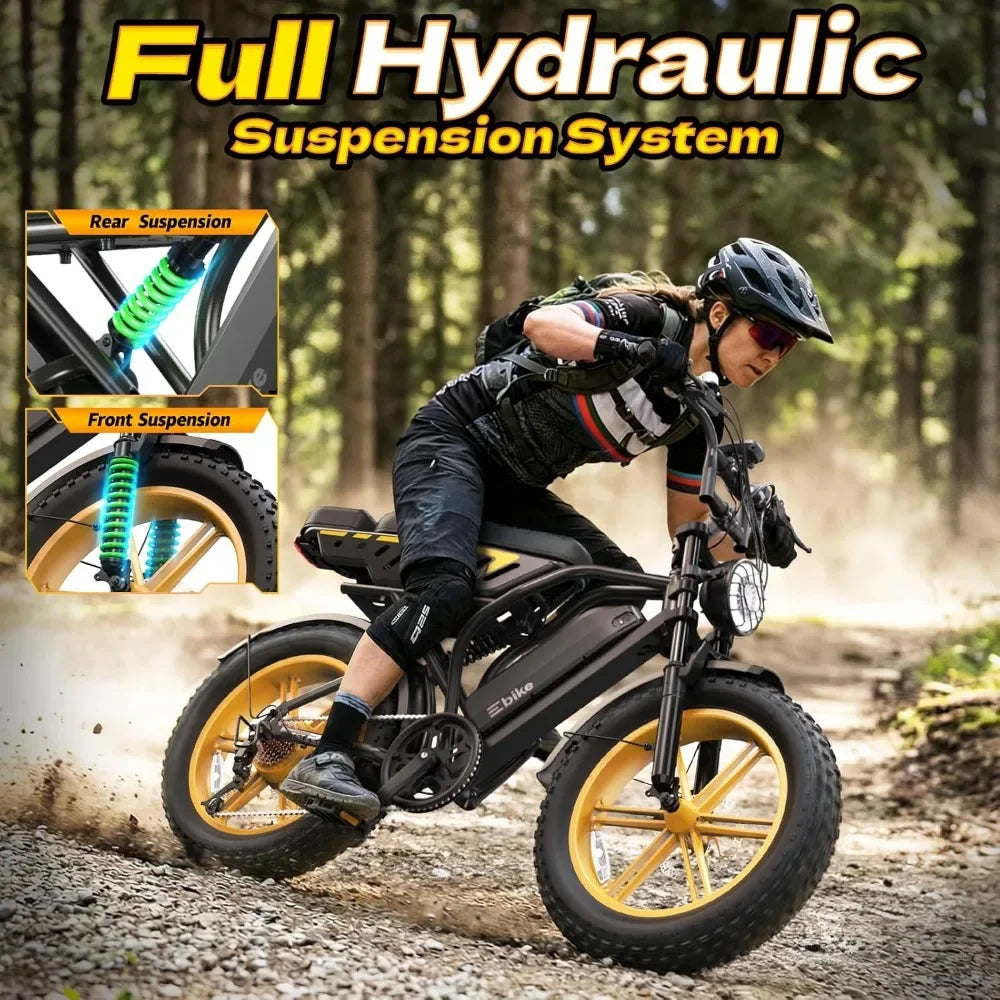 20" Fat Tire All-Terrain E-Bike 60/130 Miles 28 MPH