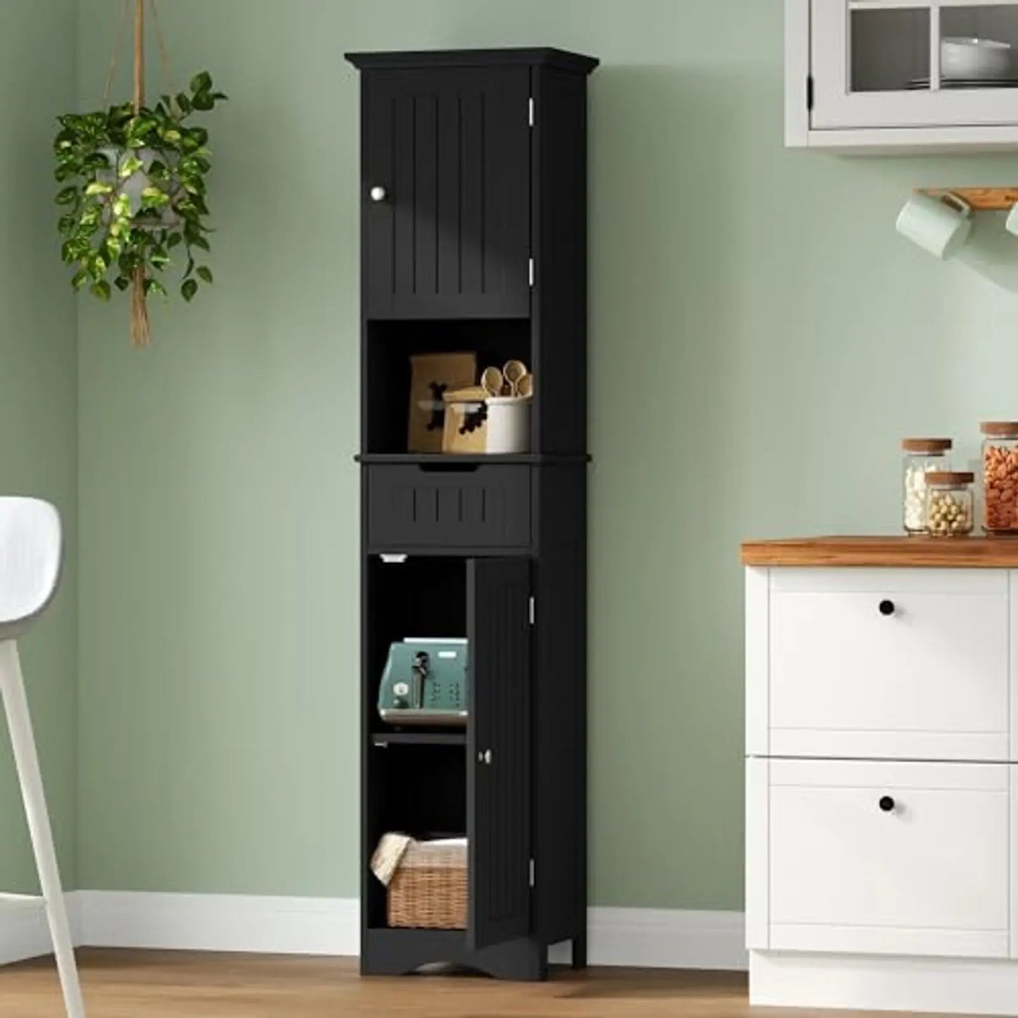 Freestanding Storage Cabinet With 2 Doors 1 Drawer