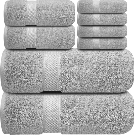 Luxury 100% Cotton 8-Piece Bath Towel Set