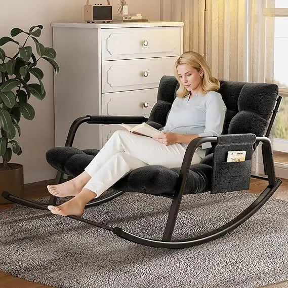 Papasan Indoor Outdoor Patio Rocking Chair with Cushion