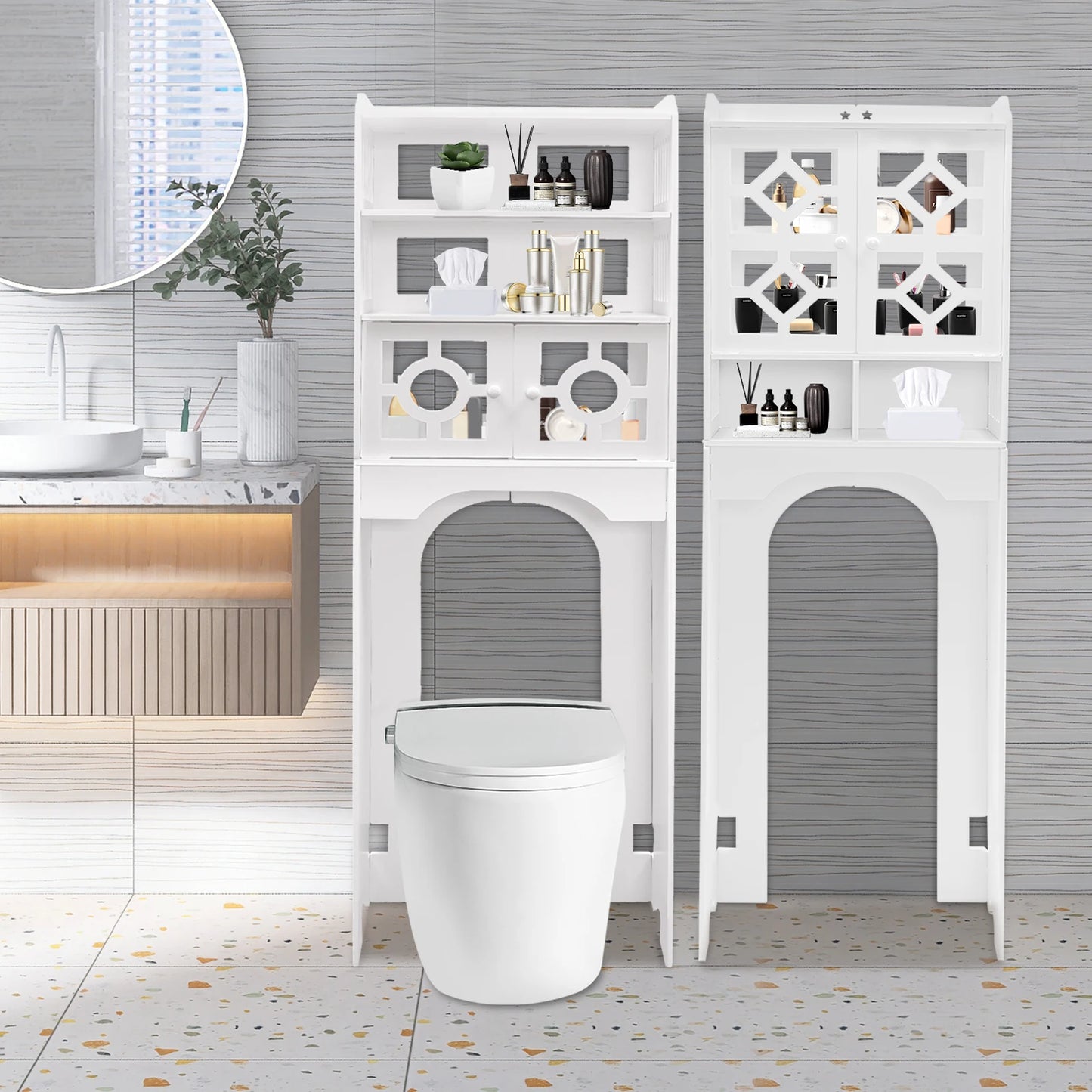 Bathroom Floor Cabinet 4 Tier Over The Toilet Storage Cabinet